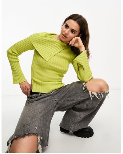 ASOS Sweater With Asymmetric Neck - Green