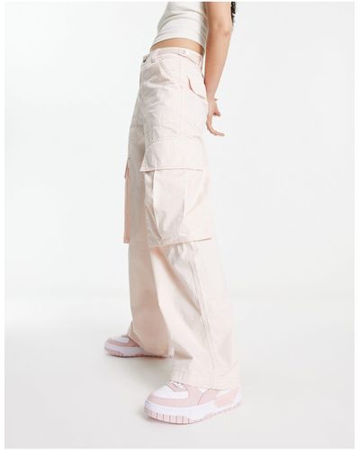 Pull&Bear Pantalon cargo coupe droite avec grandes poches - clair - Blanc