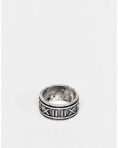 ASOS Band Ring With Roman Numerals - Metallic