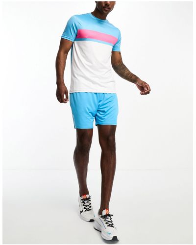Threadbare – fitness – tennis-set mit t-shirt und shorts - Blau