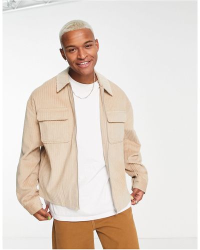 ASOS Oversized Harrington Jack Van Corduroy - Naturel