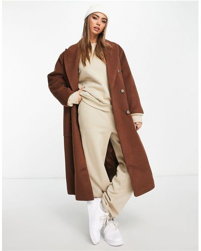 Pull&Bear Exclusive Oversized Tailored Coat - Brown