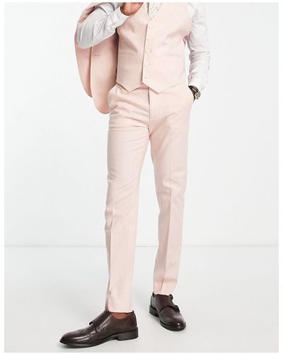 ASOS Slim Linen Mix Suit Trousers - Pink