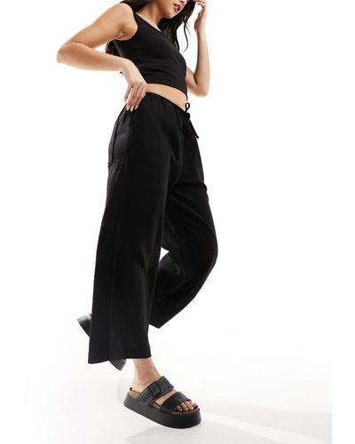 ASOS Pull On Culotte With Linen - Black