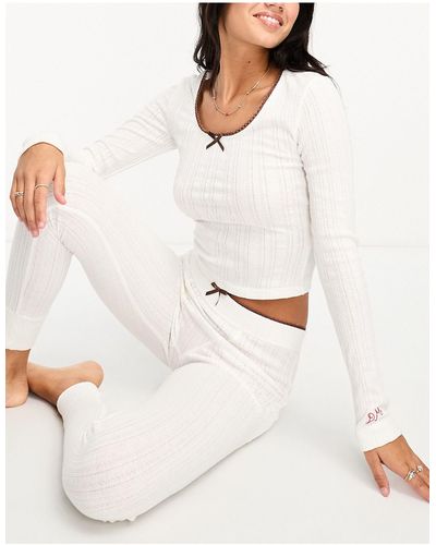 Damson Madder Jackie Pointelle Pyjama Set - White