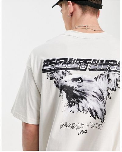 The Couture Club T-shirt décontracté avec imprimé aigle au dos - cassé - Blanc