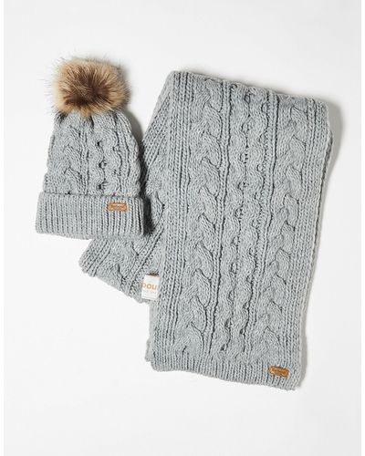 Barbour Penshaw Beanie And Scarf Gift Set - Grey