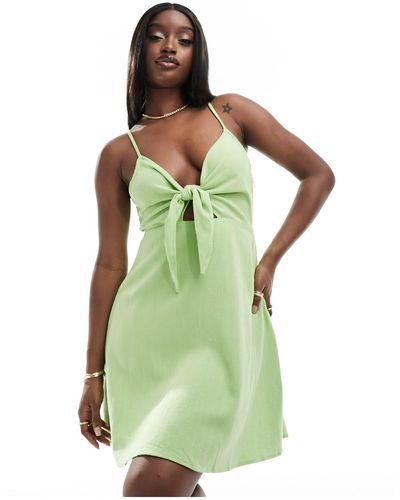 NA-KD Tie Front Mini Dress - Green