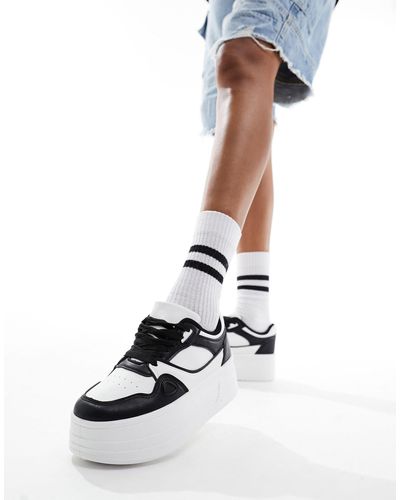 London Rebel Sneakers flatform a pannelli bianche - Bianco