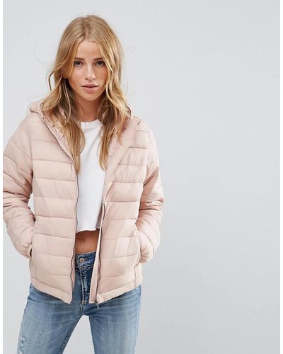 Pull&Bear Padded Jacket With Hood - Pink