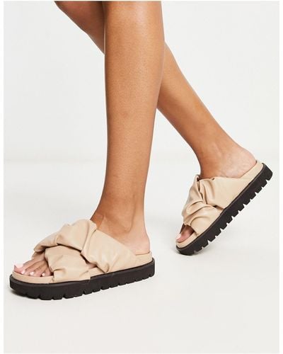 ASOS Frazzle Ruched Flat Sandals - White