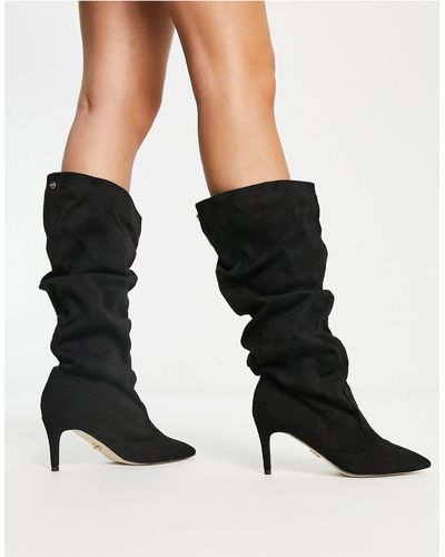 Lipsy Ruched Pointed Knee High Boots - Black
