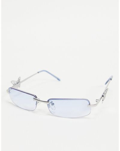 Bershka – rahmenlose sonnenbrille im stil der 90er - Blau