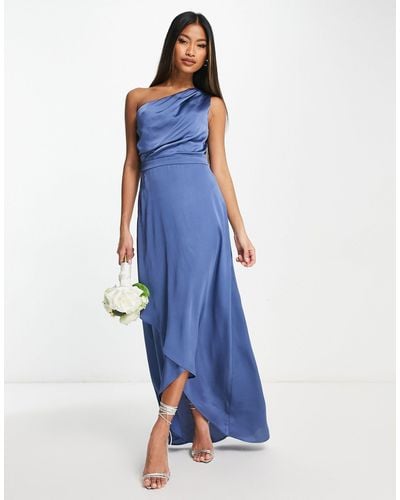 TFNC London Bridesmaid One Shoulder Maxi Dress - Blue