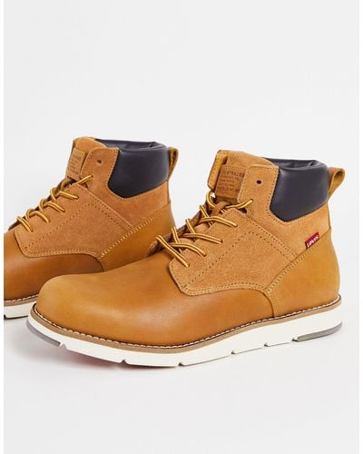 Levi's Jax Plus Suede Mix Boot With Red Tab - Natural