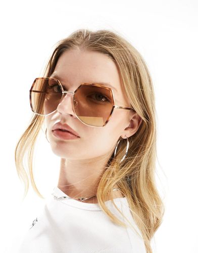 ASOS – rahmenlose, eckige sonnenbrille im 70er-stil - Weiß
