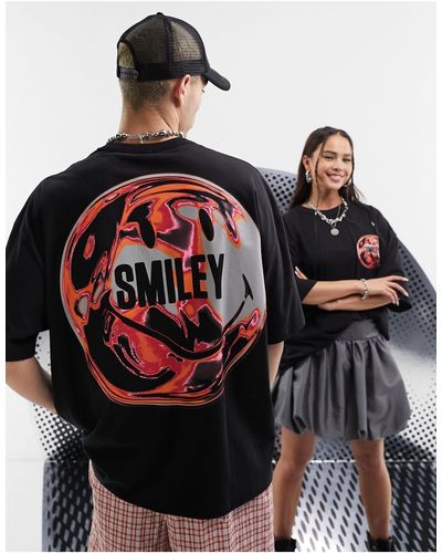 ASOS Smiley Collab Unisex Oversized T-shirt With Smiley Print - Red