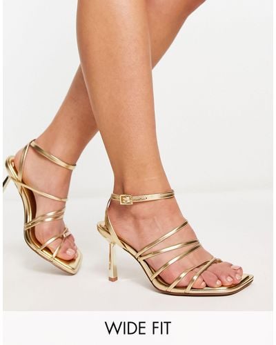 ASOS Wide Fit Hamper Strappy Mid Heeled Sandals - White