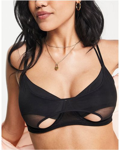 ASOS Fuller Bust Willow Microfiber And Mesh Underwired Bra - Black
