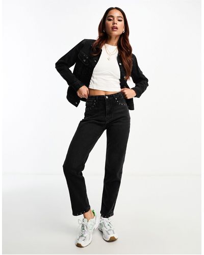 Lee Jeans Carol - jean droit d'ensemble à taille haute avec clous - Noir