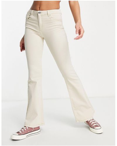 Bershka Jeans a zampa color écru - Neutro