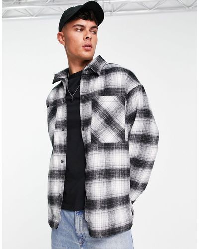 Jack & Jones Originals - giacca con tasche grigia a quadri effetto lana - Grigio