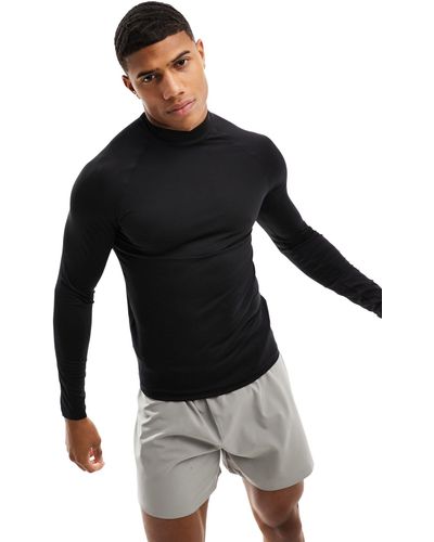 ASOS 4505 – langärmliges, körperbetontes baselayer-trainings-shirt aus thermo-sportmaterial - Schwarz