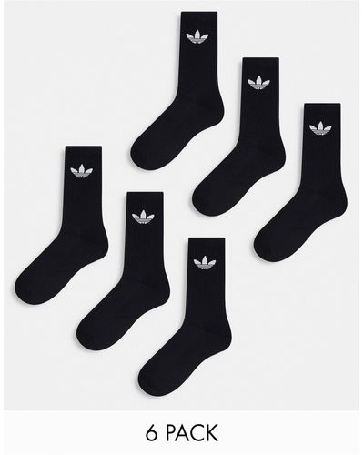 adidas Originals Confezione da 6 paia di calzini neri con trifoglio - Nero