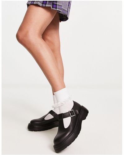 Bershka Mary Jane Platform Shoes - Black