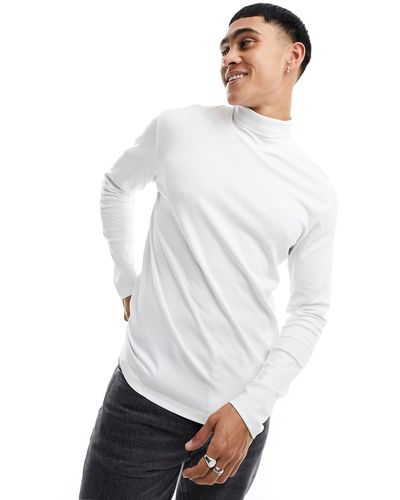 Jack & Jones Premium Long Sleeve Roll Neck T-shirt - White