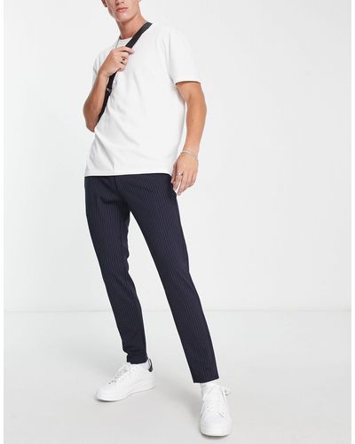 Only & Sons Pantalon stretch habillé à rayures tennis - Bleu