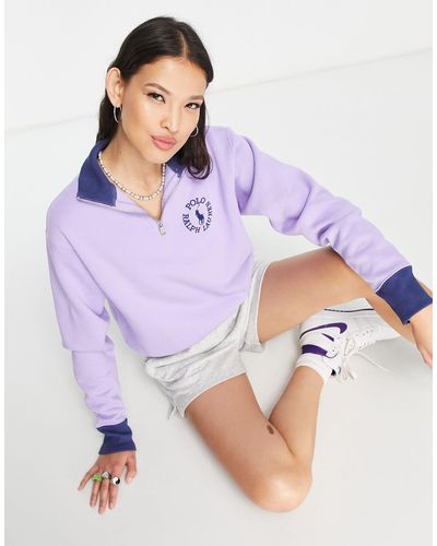 Polo Ralph Lauren X Asos Exclusive Collab Logo 1/4 Zip Sweatshirt - Purple