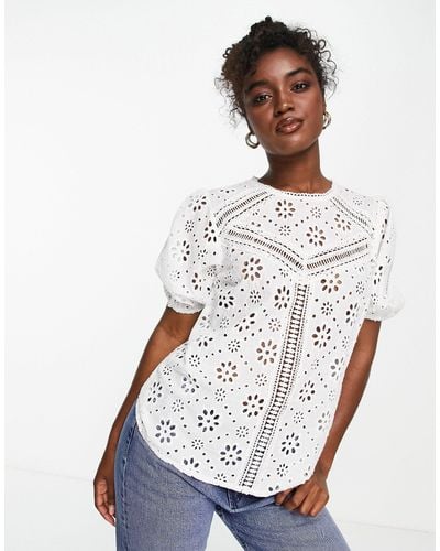 Lipsy Broderie Lace Top - White