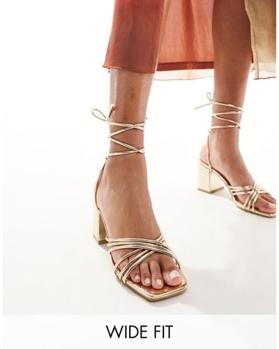 Truffle Collection Wide Fit Block Heel Strappy Sandal - White