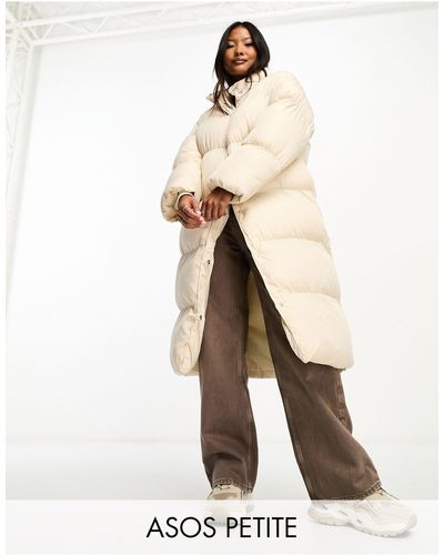 ASOS Asos Design Petite Longline Puffer Coat - Natural