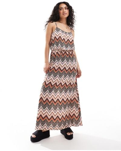 ONLY Strappy Maxi Printed Dress - Orange