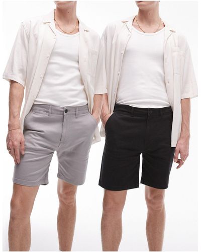 TOPMAN – 2er-pack schmal geschnittene chino-shorts - Weiß