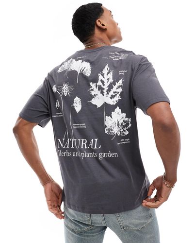 ADPT Oversized T-shirt With Natural Plants Backprint - Gray