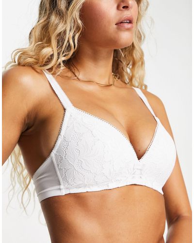 Pour Moi Reflection Lace Blend Padded Push Up Non Wired Bra - White