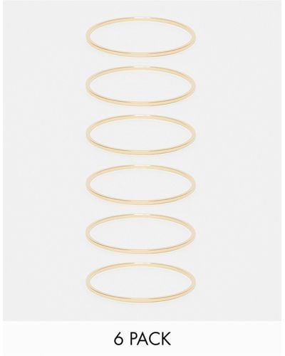 ASOS Asos Design Curve Pack Of 6 Bangle Bracelets - White