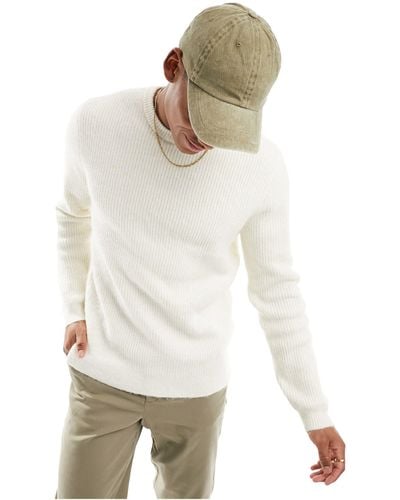Only & Sons Faux Wool Jumper - White
