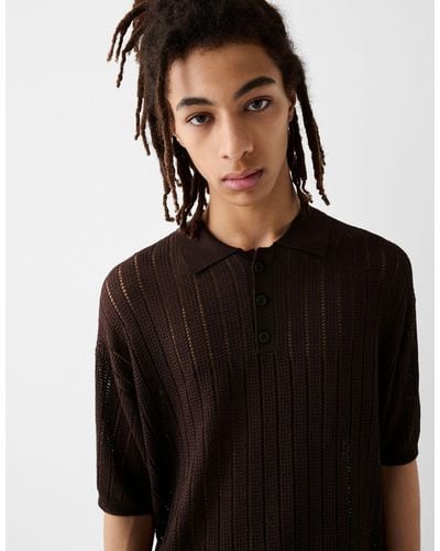 Bershka Collection Knitted Polo - Black