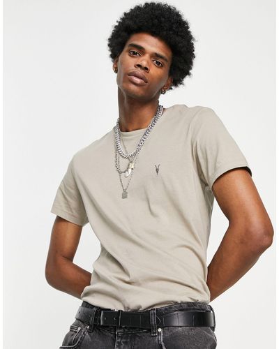 AllSaints Camiseta gris con cuello redondo tonic - Blanco