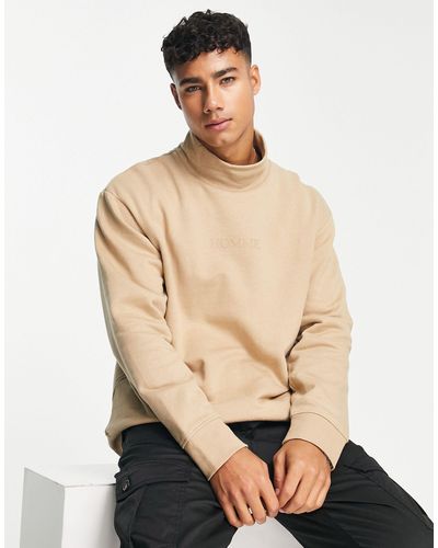 SELECTED Oversized Mock Neck Sweat With Logo - Natural