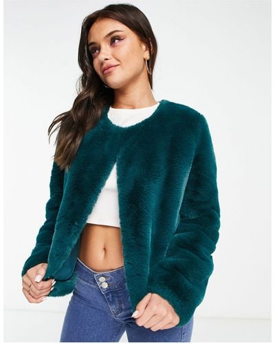 Forever New Faux Fur Jacket - Green
