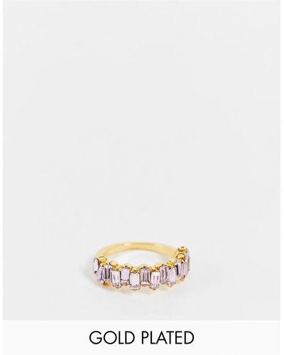 ASOS – 14-karat vergoldeter ring mit rosa baguette-schmucksteinen - Mettallic