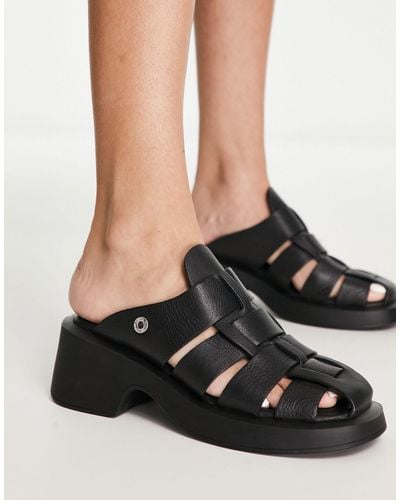 Bronx Vita Fisherman Mule Leather Sandal - Black