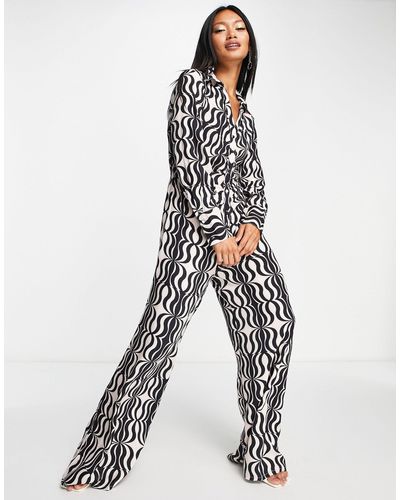 River Island – jumpsuit mit weitem schnitt - Weiß