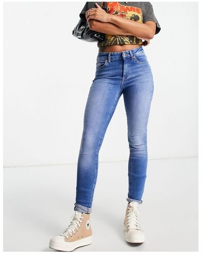 ONLY Blush Mid Waist Skinny Jeans in Black | Lyst UK