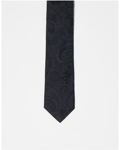 ASOS Slim Tie With Paisley Print - Black